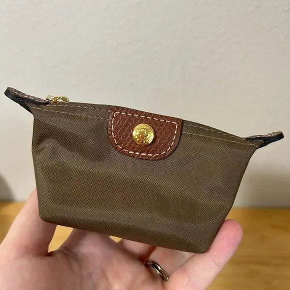 Longchamp Le Pliage Coin Purse Khaki Olive Green Nylon Mini The Original - Picture 2 of 7